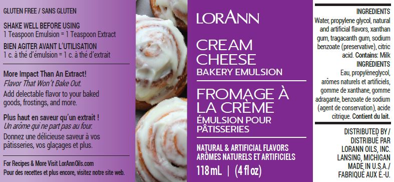 LORANN Cream Cheese Bakery Emulsion 4 Oz. กลิ่นครีมชีส (118 ml) (06-7589-03)