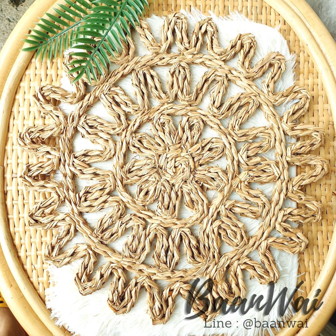 แผ่นตกแต่งผนังฟางหญ้า ทรงกลม แผ่นรองจาน