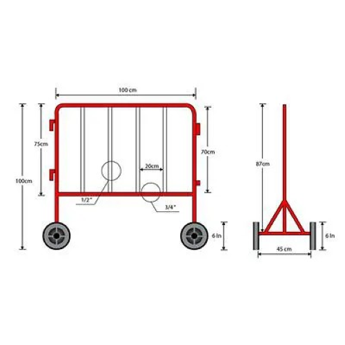 แผงกั้นจราจร แบบมีล้อ / ไม่มีล้อ 1/1.50/2 ม. ขาว-แดง A-Traff