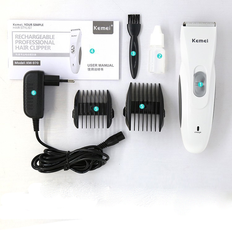 Kemei KM-970 ปัตตาเลี่ยนตัดขนสุนัขและขนสัตว์ ไร้สายแบบชาร์จ ใบมีดเซรามิก