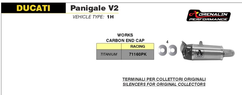 ท่อ Arrow works สำหรับ Panigale V2 2020+ สลิปออน ไทเทเนียม ปากคาร์บอน (For Exhibition only)