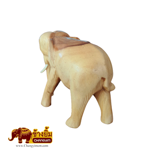 ช้างแกะสลักสีธรรมชาติ ( งวงลง ) 6 นิ้ว