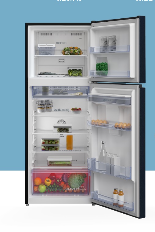 ตู้เย็น2ประตูBEKOขนาด13.2 คิว มีที่กดน้ำหน้าตู้ รุ่น RDNT401I20DSHFSUBL