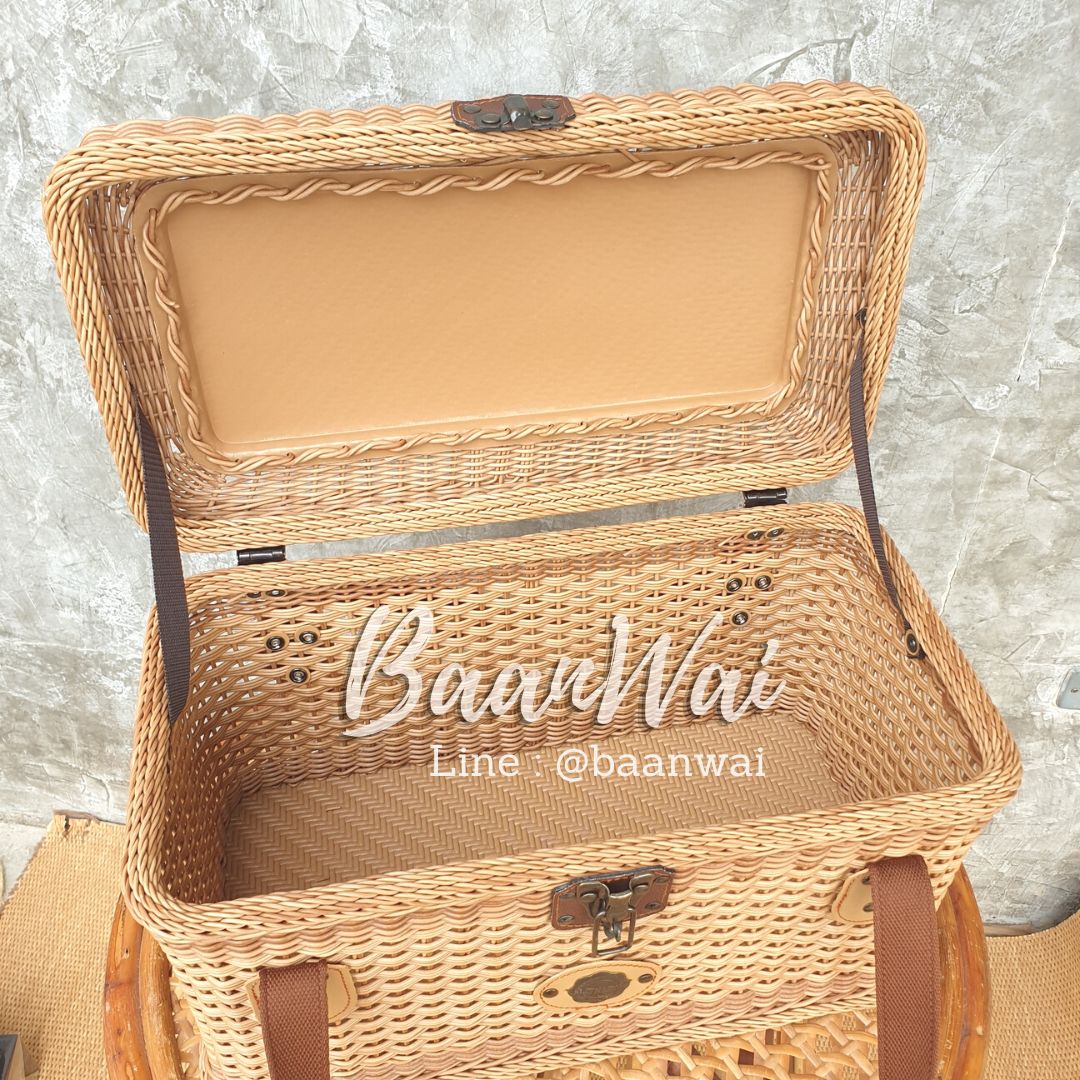 ตะกร้าเอนกประสงค์ ตะกร้าหวายเทียม ปิคนิคหวายเทียม