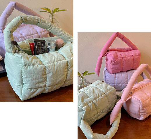 กระเป๋าใส่เครื่องสำอาง,กระเป๋าบุนวม,กระเป๋าสำหรับผู้หญิง,ขนาด18.5*12*12cm