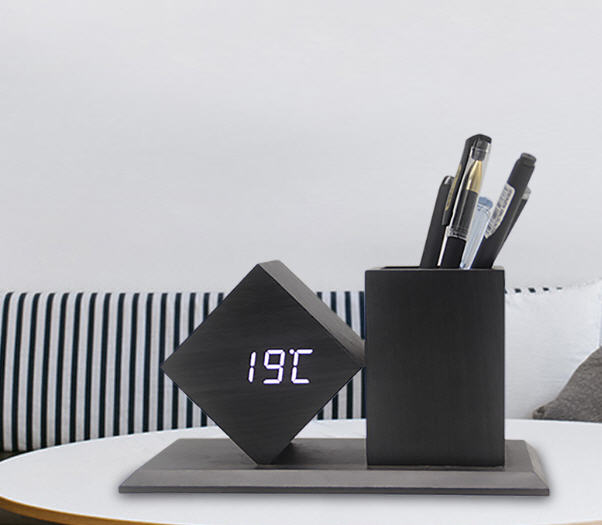 นาฬิกาไม้ตั้งโต๊ะ,นาฬิกาไม้ตั้งโต๊ะพร้อมกล่องใส่ของอเนกประสงค์