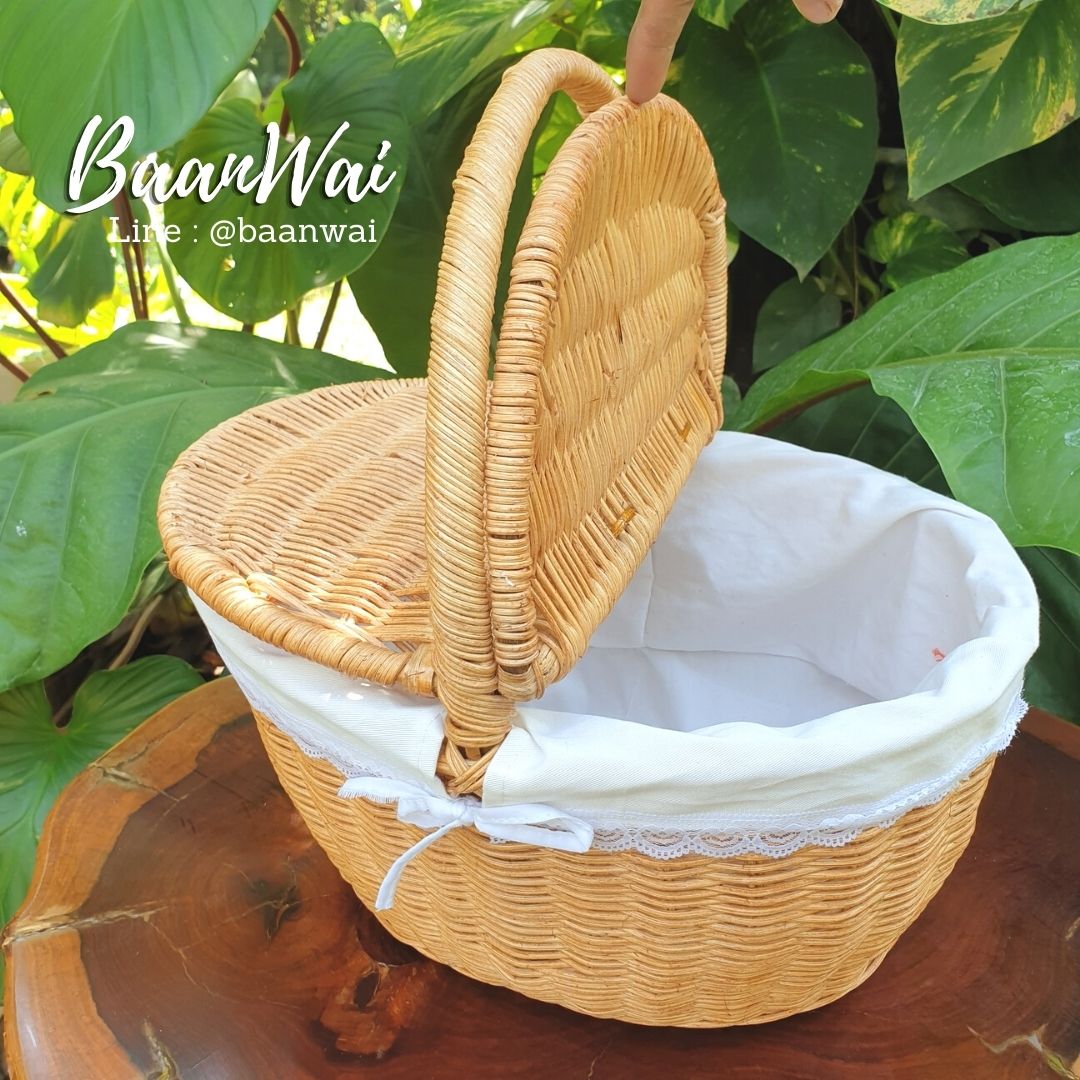 ตะกร้าปิคนิค ตะกร้าทรงรี ตะกร้าสาน ตะกร้าหวาย