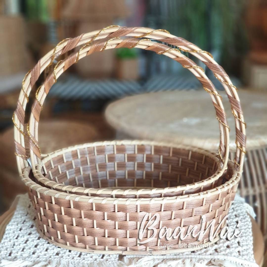 กระเช้าหวาย Code-003 ทรงรี