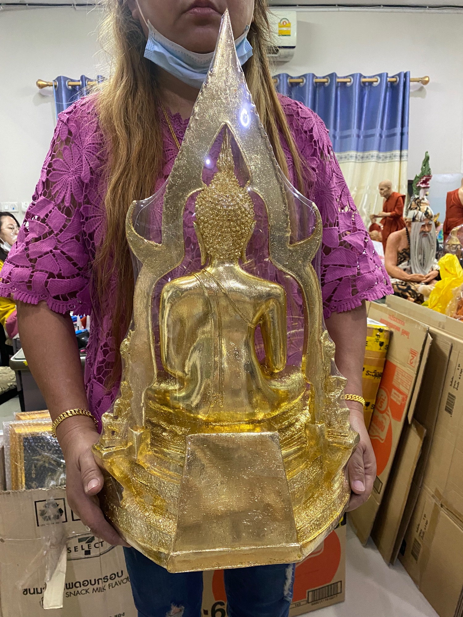 พระพุทธชินราช ปิดทองเค องค์ใหญ่ กว้าง15นิ้ว สูง23นิ้ว