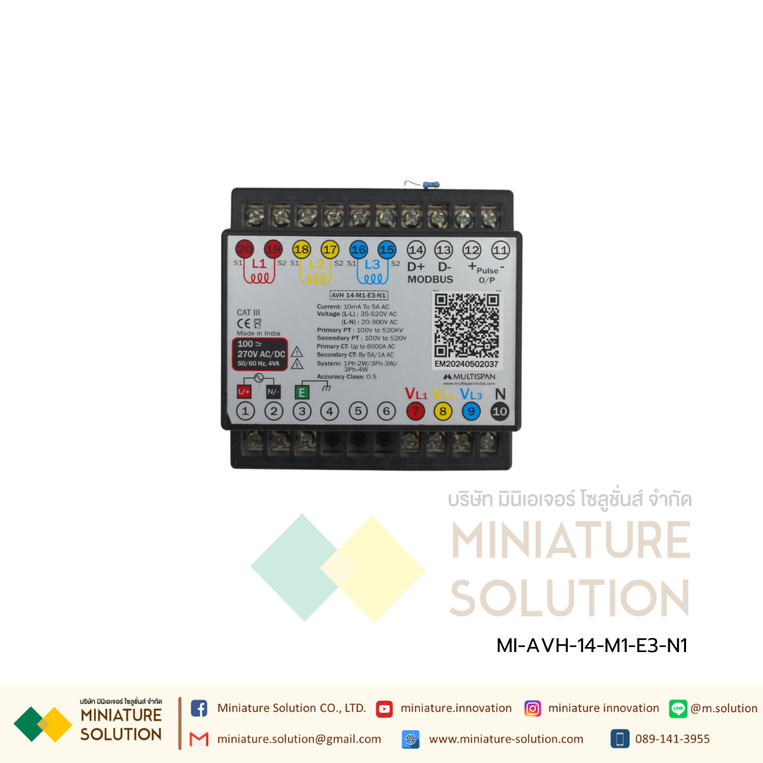 Multifunction Meter - 4 Line Display 1Ø-2W, 3Ø-3W/4W Selectable Separate Display for KWH Reading multispan