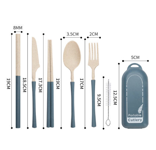 ชุดช้อนส้อมพกพา,ชุดช้อนส้อมตะเกียบมีดหลอดพกพา,ชุดช้อนส้อมฟางข้าวสาลี