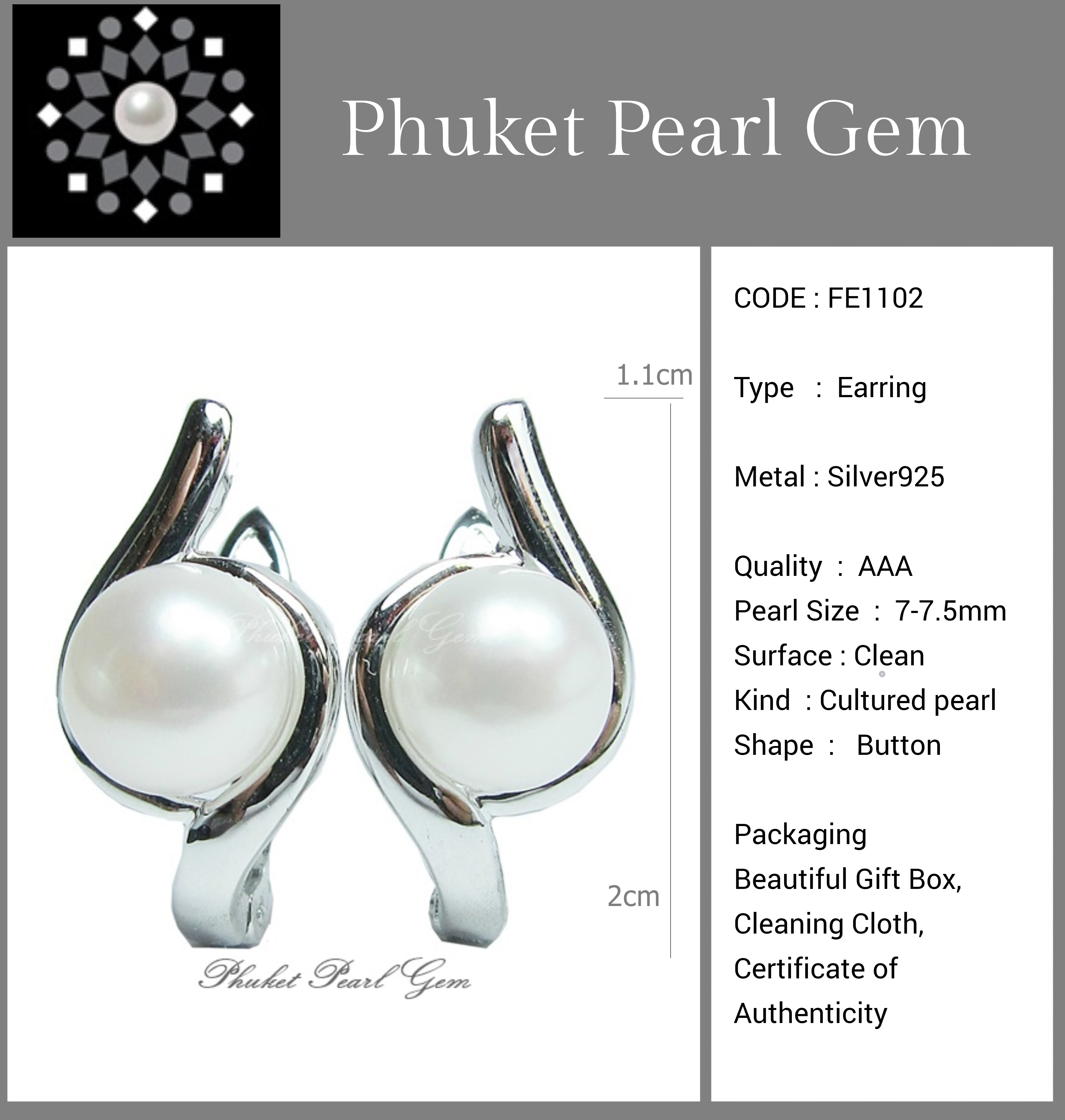 Phuket Pearl Gem - Genuine Pearl Earrings