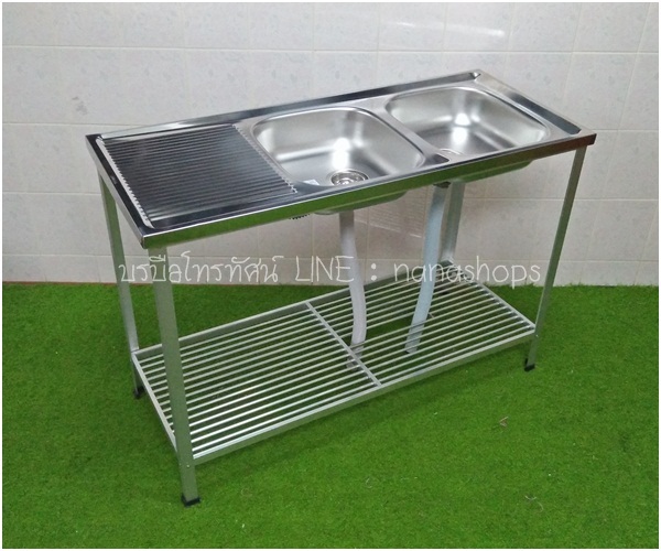 อ่างล้างจานสแตนเลสมีขาตั้งมีข้าง ซิ้งเพชร2หลุม ชาลาวัน-222🧚♂️🧚♂️ฐานข้อมูล🧚♂️🧚♂️
