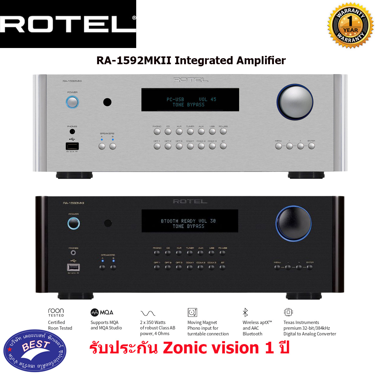 Rotel Rotel RA-1592 MKII Integrated amplifier with built-in DAC and Bluetooth