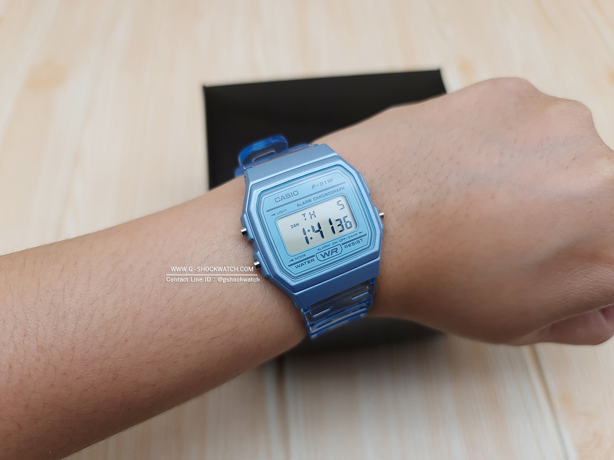 CASIO นาฬิกาข้อมือ นาฬิกากันน้ำ นาฬิกาของแท้ ประกันศูนย์ CMG 1 ปี รุ่น F-91WS-2D