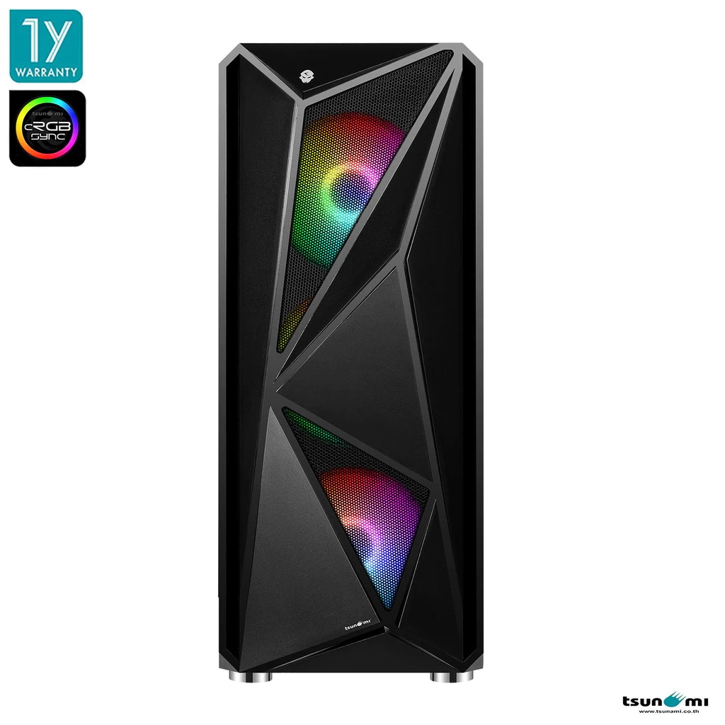 TSUNAMI GALAXY G15 ABLAZE TG ATX CASE BLACK FANx4
