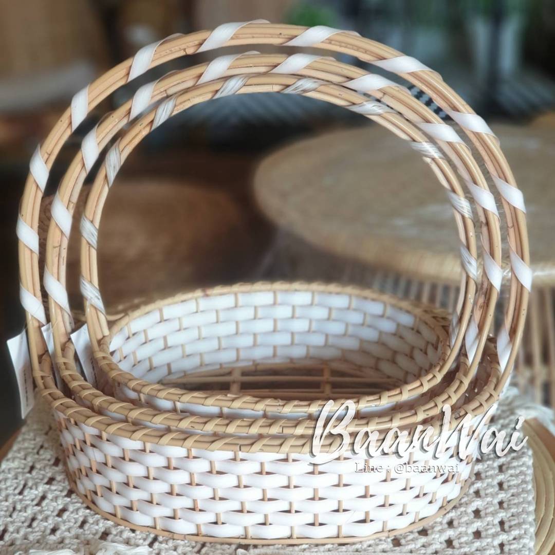 กระเช้าหวาย Code-003 ทรงรี