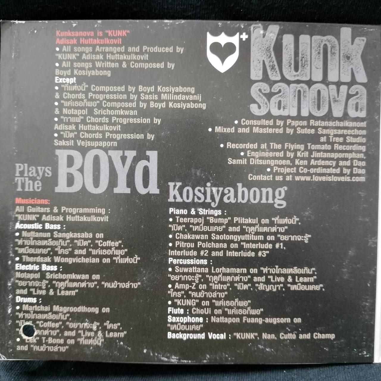 Kunksanova - Kunksanova Plays The BOYd Kosiyabong Song Book / ปกเจาะ / แผ่นโปรโม / มีรอยบ้าง