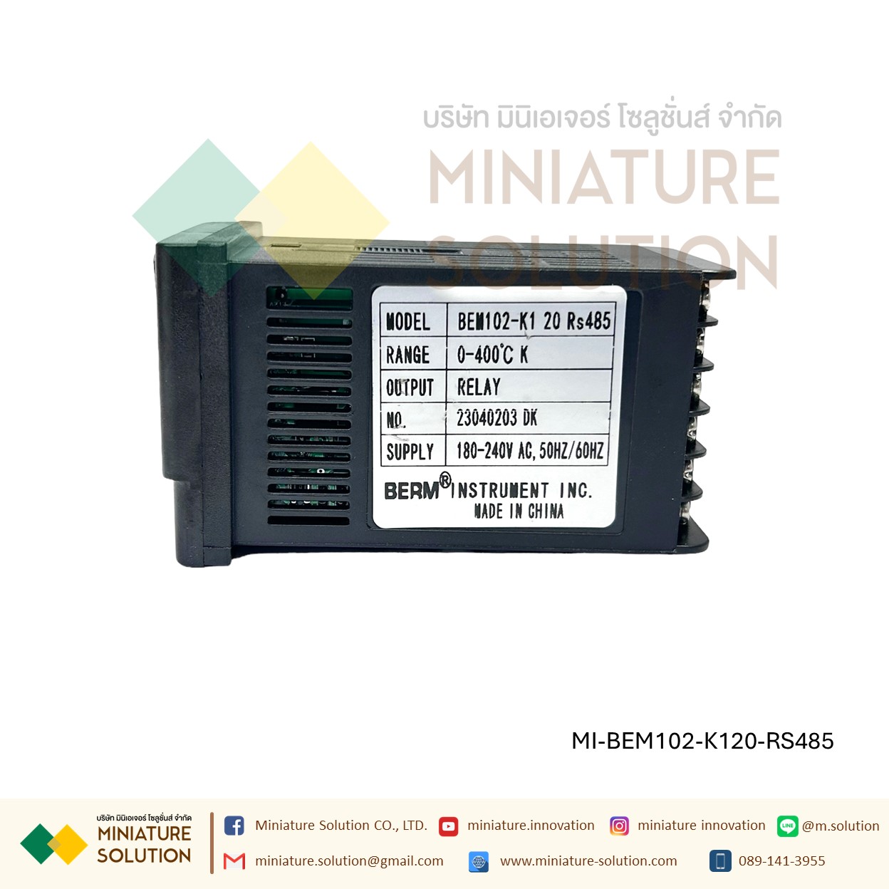 BERM Industrial Automation Temperature Controller K-Type โมดูลควบคุมอุณหภูมิ จอแสดงผล LED ดิจิตอล 180-240VAC RELAY/SSR เอาต์พุต 0-400 ℃ RELAY/SSR Output/RS485 PID adjustment (BEM102-K120-RS485)(0-400℃)(RELAY)(RS485)