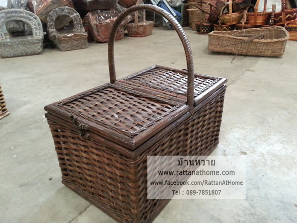 ตะกร้าปิคนิค กล่องหวายแท้