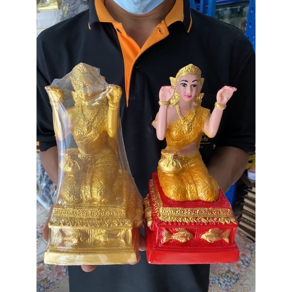 นางกวัก กวักเงิน กวักทอง ค้าขายร่ำรวย เทวีเเห่งโชคลาภ ยาว5นิ้ว สูง9นิ้ว