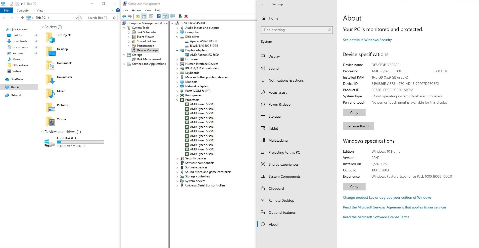 PC ประกอบ Ryzen 5 5500 / Ram 16GB / AMD Radeon RX 6600