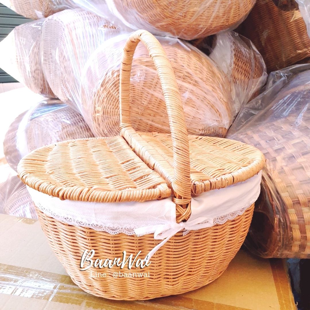 ตะกร้าปิคนิค ตะกร้าทรงรี ตะกร้าสาน ตะกร้าหวาย