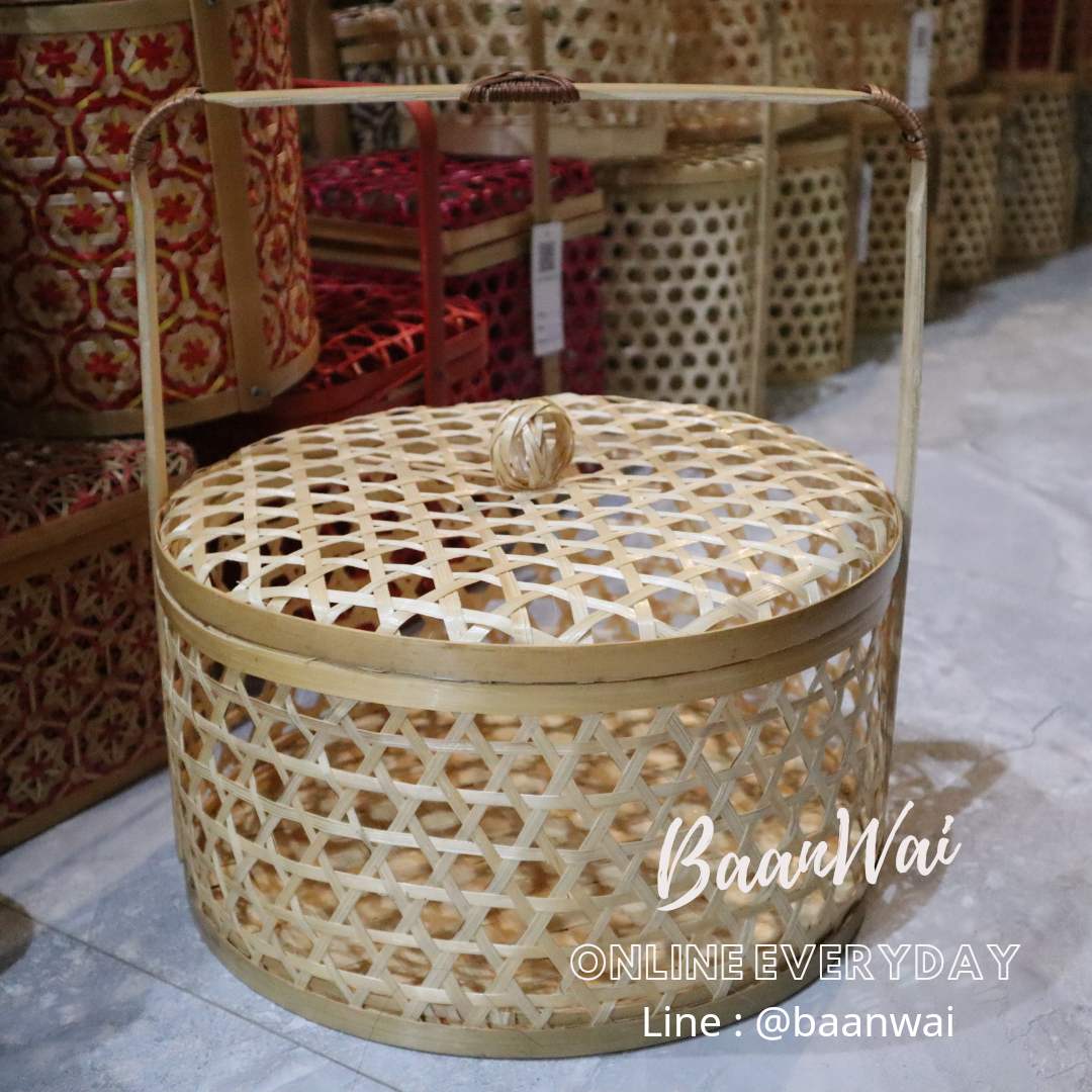 ปิ่นโตไม้ไผ่ ปิ่นโตชะลอม ขนาด 12 นิ้ว