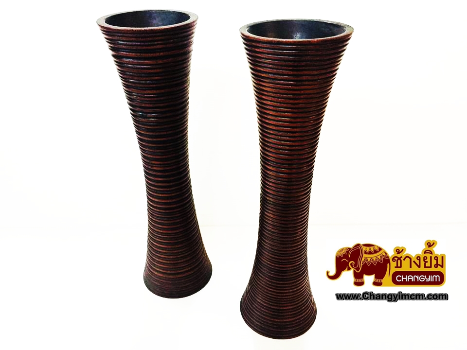 แจกันขูดข้างเล็ก สูง 14 นิ้ว ( ทรงเว้า )