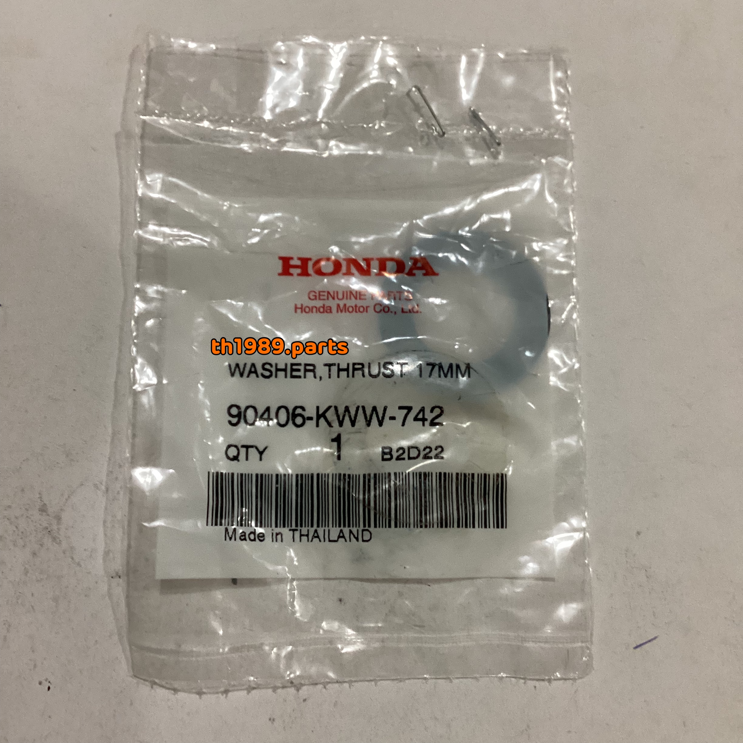 90406-KWW-742 แหวนกันรุน, 17 มม. (แหวนรองเรือนคลัทช์ตัวใน) WAVE110i 2012-2022 สตาร์ทมือ, DREAM110i 2011 อะไหล่แท้ HONDA