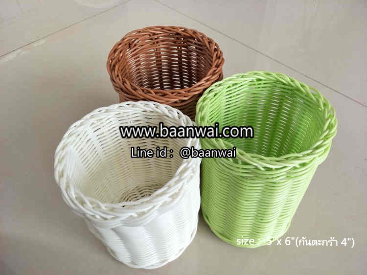 ตะกร้าหวายเทียม ทรงกระบอก คละสี