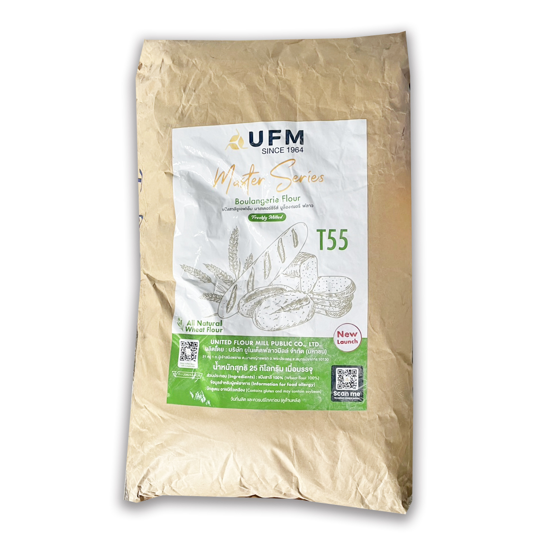(กระสอบ) แป้ง T55 Boulangerie Flour UFM Master Series สีเขียว 25 Kg. (01-9364)