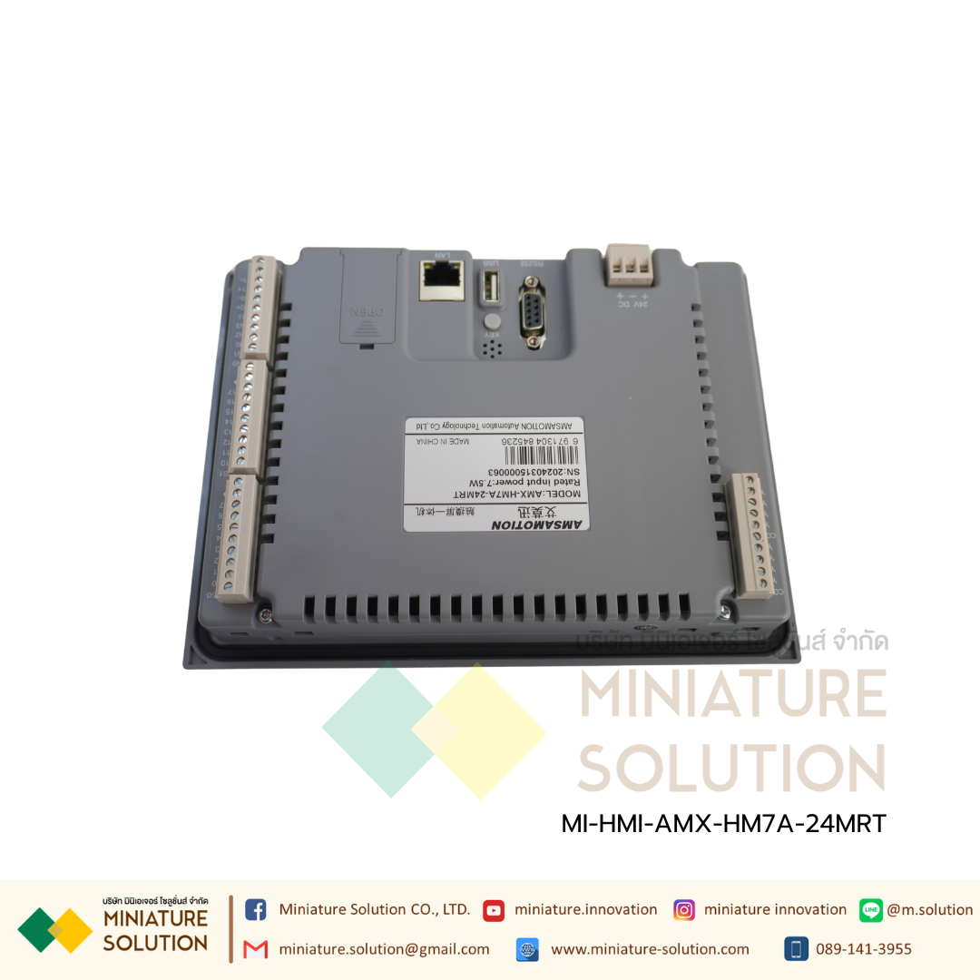 HMI AMSAMOTION 2in1 industrial control all-in-one 7 inch PLC FX3U ภายในจอ DI16 DO4 DT4 AI4 AO2 PT100 2 (AMX-HM7A-24MRT)