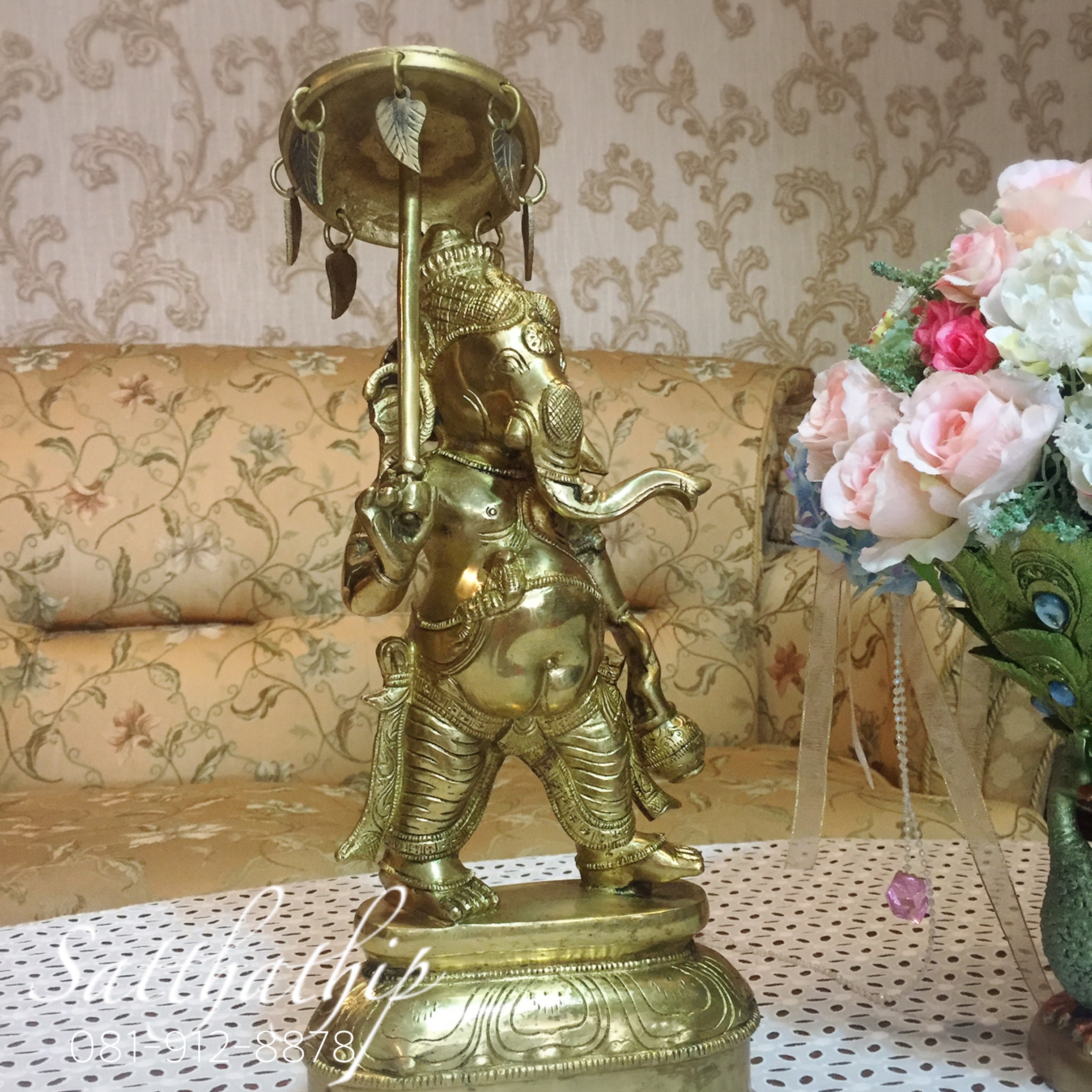 พระพิฆเนศปางนารทคเณศ (ทองเหลือง) ผลิตและนำเข้าจากอินเดีย - Ganesha: Lord of Success