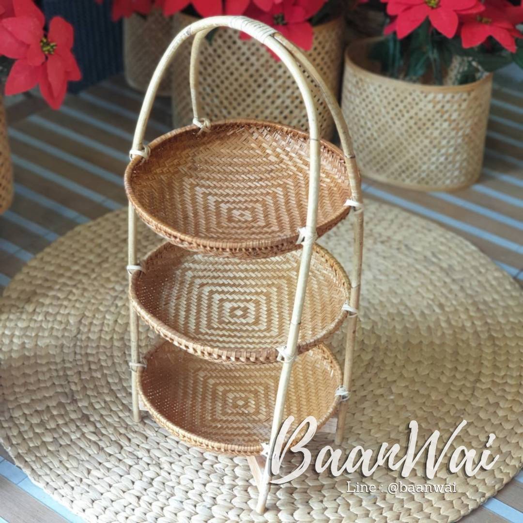 ชั้นวางไม้ไผ่ ก้นแบน