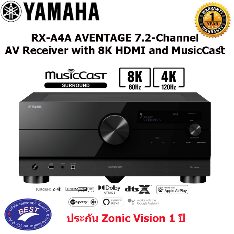 Yamaha RX-A4A AVENTAGE 7.2-Channel AV Receiver with 8K HDMI and MusicCast