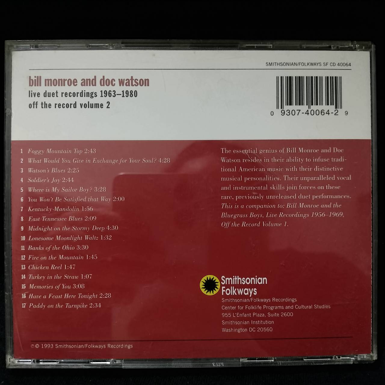 Bill Monroe & Doc Watson – Live Duet Recordings 1963-1980 (Off The Record, Vol. 2) / USA / ปกมีจุดเหลือง / แผ่นดี