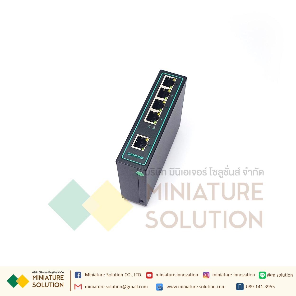 Oamlink สวิตซ์ฮับเกรดอุตสาหกรรม เกาะราง 12-56VDC Industrial Grade Switch 5 Port 100M Gigabit DIN-rail Ethernet high-temperature CE FE มาตรฐาน (OAM-6000-35-5TX)