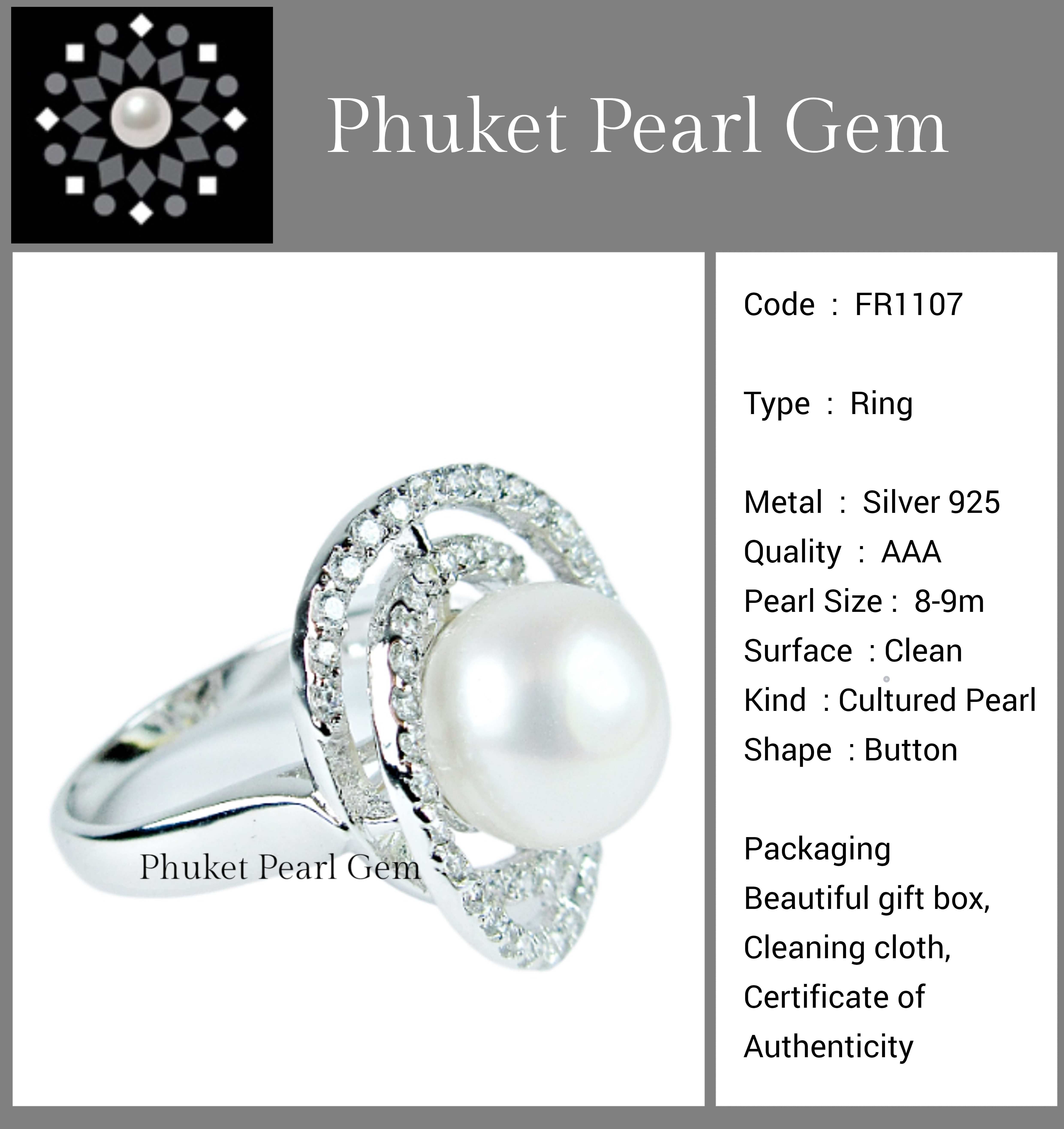 Elegance Silver Pearl Ring