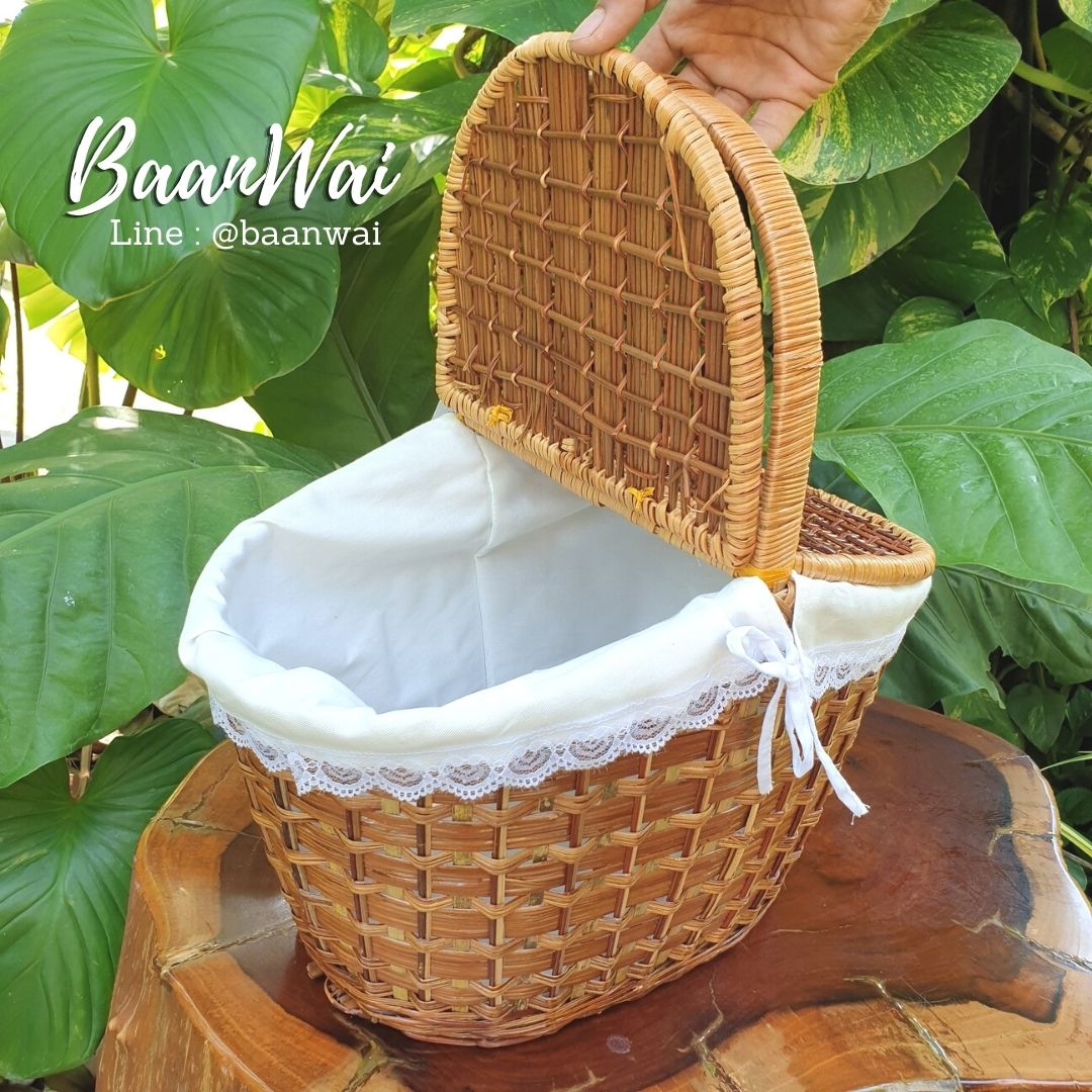 ตะกร้าปิคนิค ตะกร้าต้นเฟิร์น (บุผ้า)