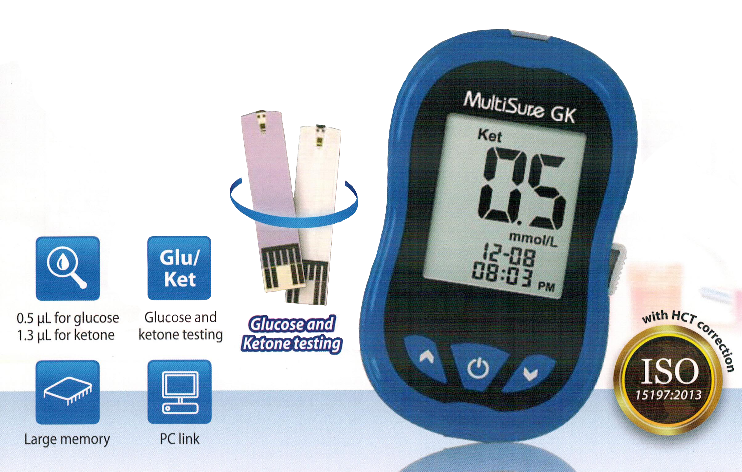 เครื่องตรวจคีโตนจากเลือดปลายนิ้ว ( Multisure GK Kit; Ketone)