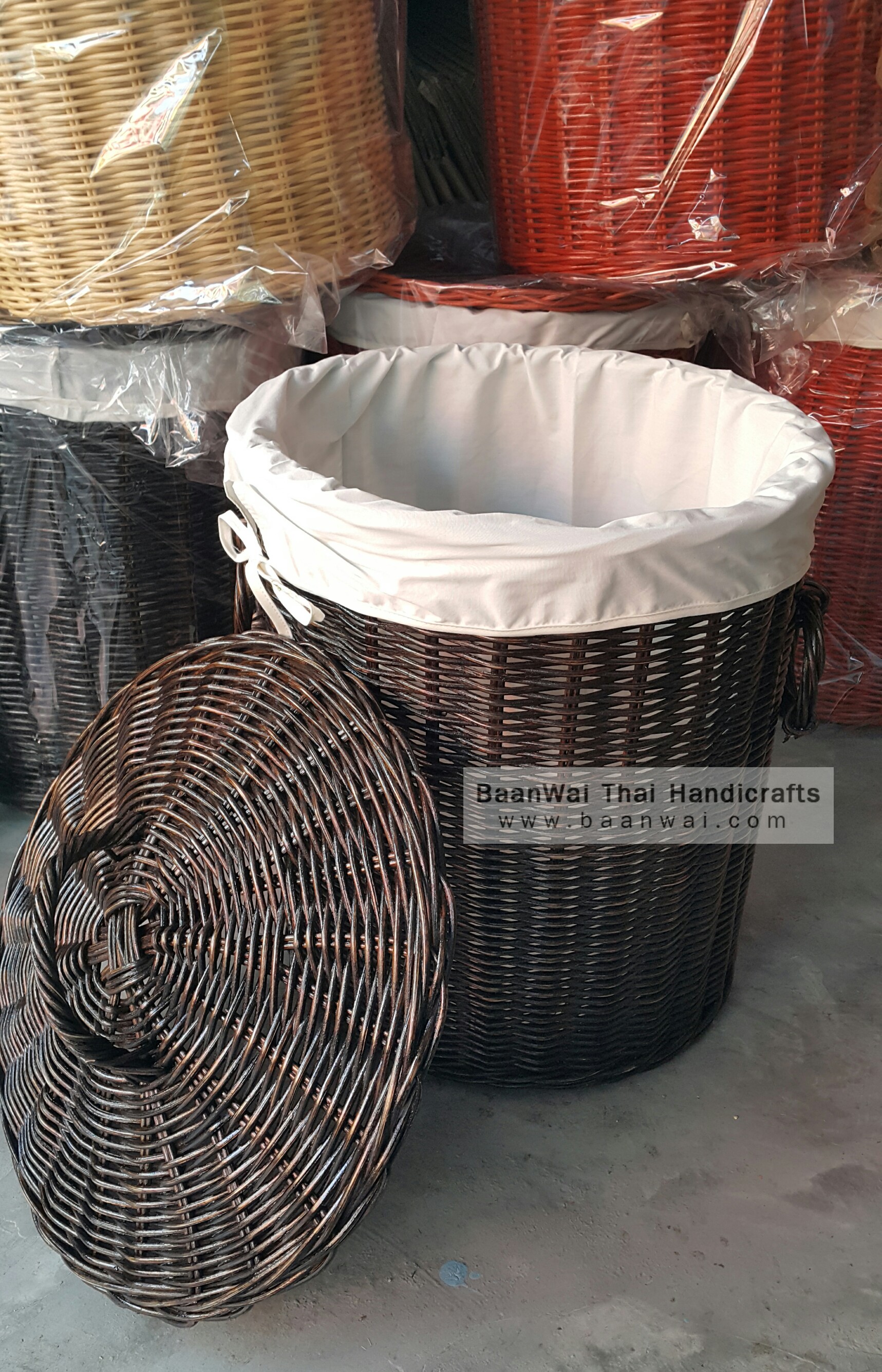 ตะกร้าผ้า หวายแท้ ถังหวายใส่ผ้า ตะกร้าผ้าซัก