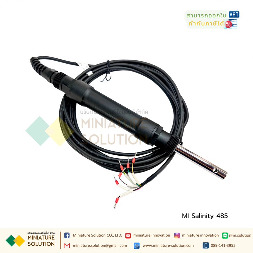 เซ็นเซอร์วัดค่าความเค็มในน้ำ Salinity Sensor electrode probe RS-485 MODBUS RTU Output Seawater salinity sensor : (485) + (4-20mA) dual output, 5% range 5m line