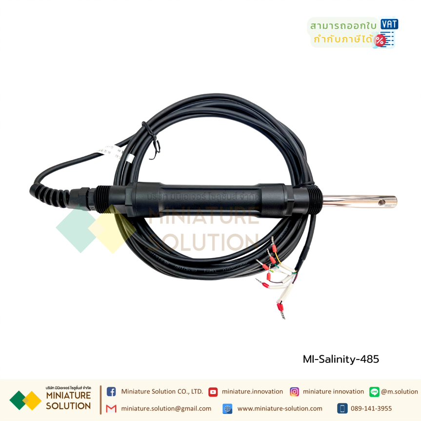 เซ็นเซอร์วัดค่าความเค็มในน้ำ Salinity Sensor electrode probe RS-485 MODBUS RTU Output Seawater salinity sensor : (485) + (4-20mA) dual output, 5% range 5m line