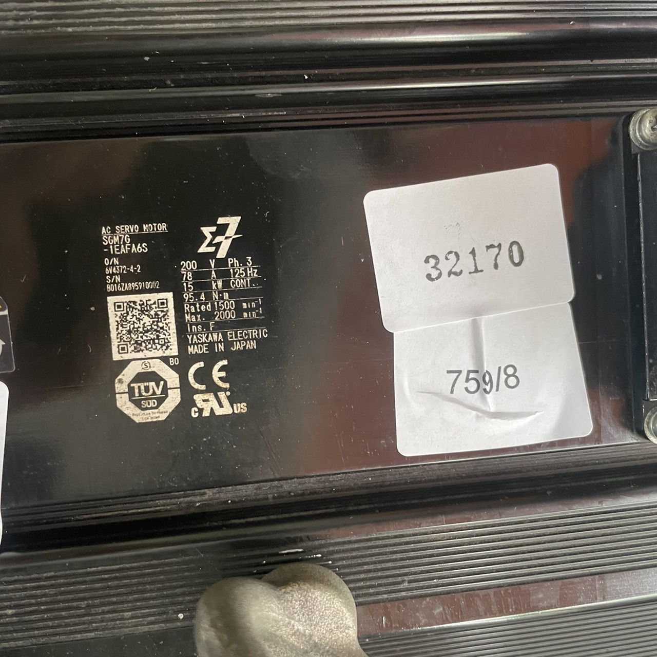 SGM7G-1EAFA6S YASKAWA SERVO MOTOR