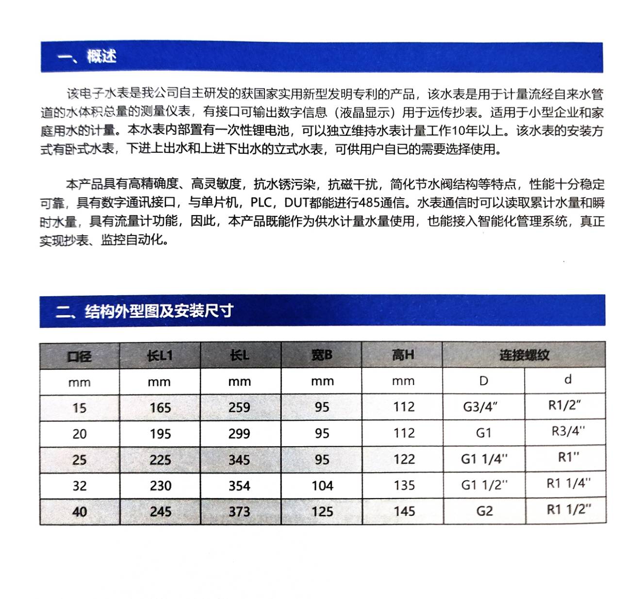 ดิจิตอล มิเตอร์วัดการใช้น้ำ RS485 Water Flow Meter RS485 MODBUS output DN25 1"