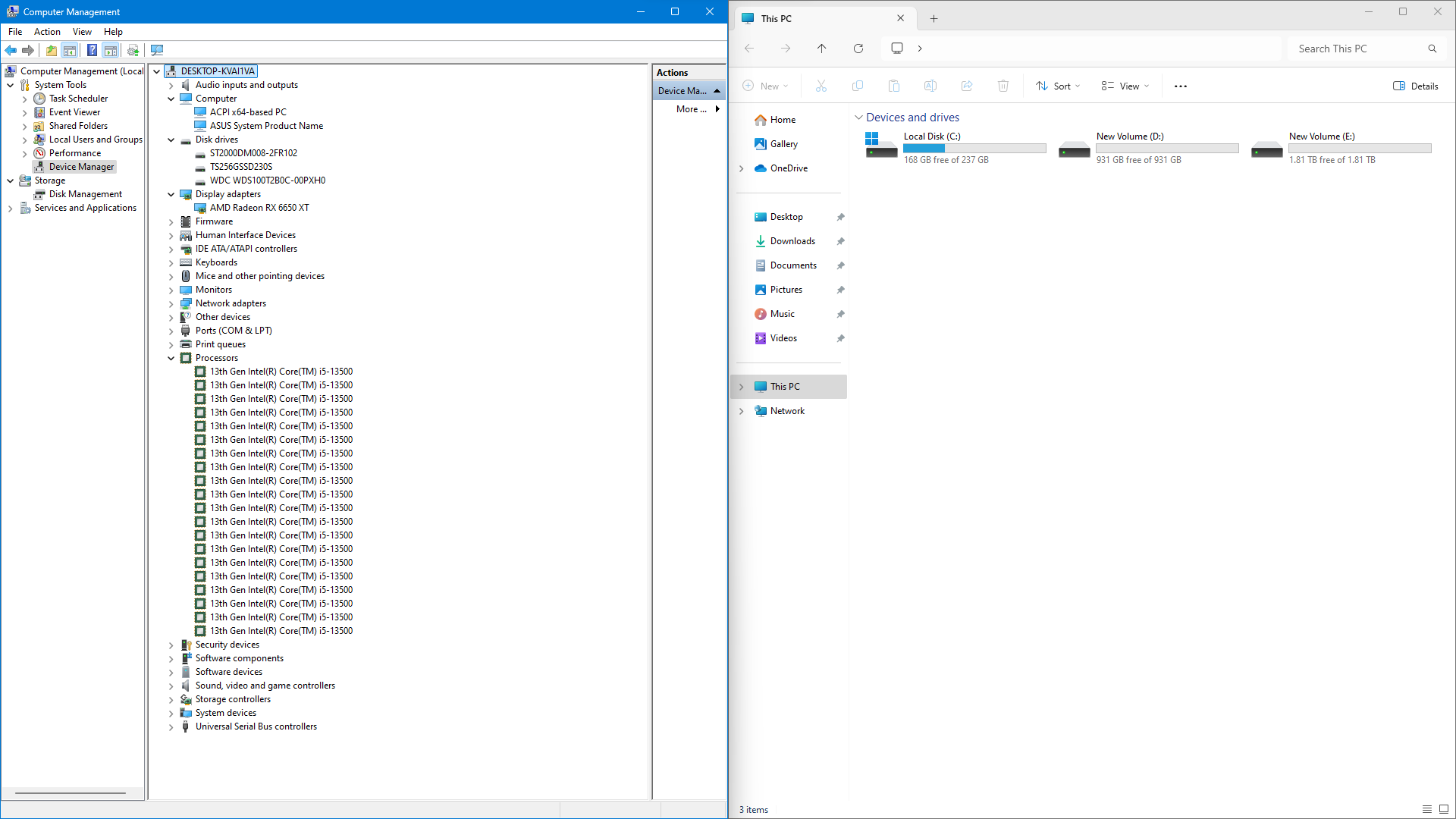PC ประกอบ Intel Core i5-13500 / RAM 24GB / AMD Radeon RX 6650 XT / M.2 1TB+SSD SATA 256GB+HDD 2TB