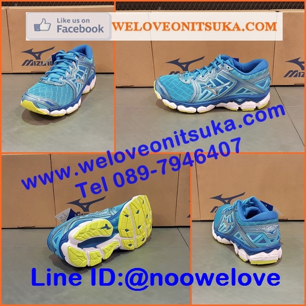 Mizuno Wave Sky สีฟ้า ยอดรองเท้าวิ่ง สีสำหรับสาว หรูหรา สีสวย พื้นหนานุ่ม ใส่สบายเท้า น่าใช้ J1GD170246