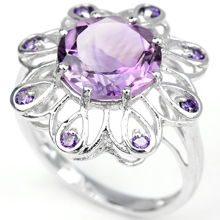 แหวนอะเมทิสต์สีม่วงสวยหวาน 3.50 กะรัตน้ำ IF