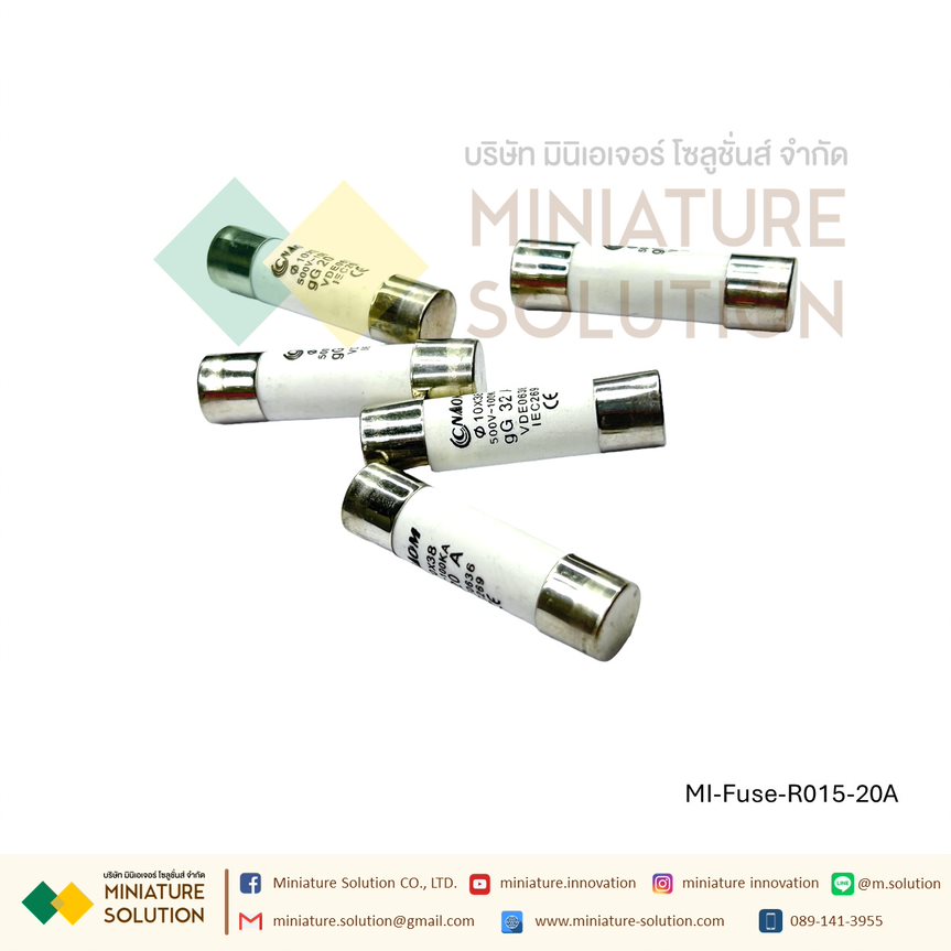 ลูกฟิวส์ 10x38 ฟิวส์เซรามิค R015 สำหรับฐานฟิวส์ RT18 แอมป์ 2A 4A 6A 10A 16A 20A 32A รุ่นอย่างดี CNAOM (20A)